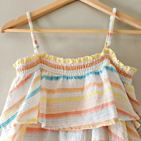 Lovers and Friends Frills Multicolor Mini Spaghetti Strap Rainbow Dress Small. - Picture 10 of 15